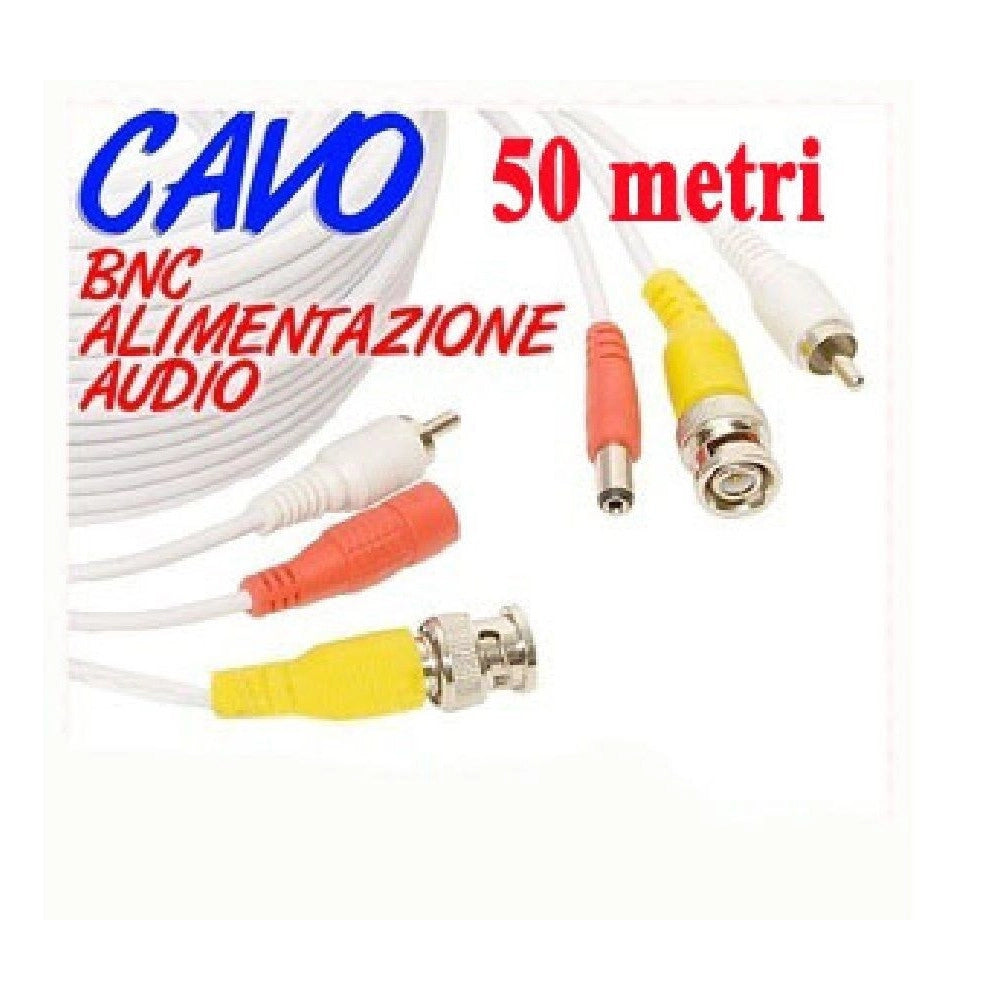 Trade Shop - Cavo Prolunga Telecamera Rca Bnc Audio Video Alimentazione 10 20 30 50 Metri -