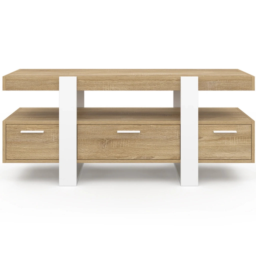 IDMarket - Porta TV PHOENIX da 116 cm con cassetti in legno e bianco