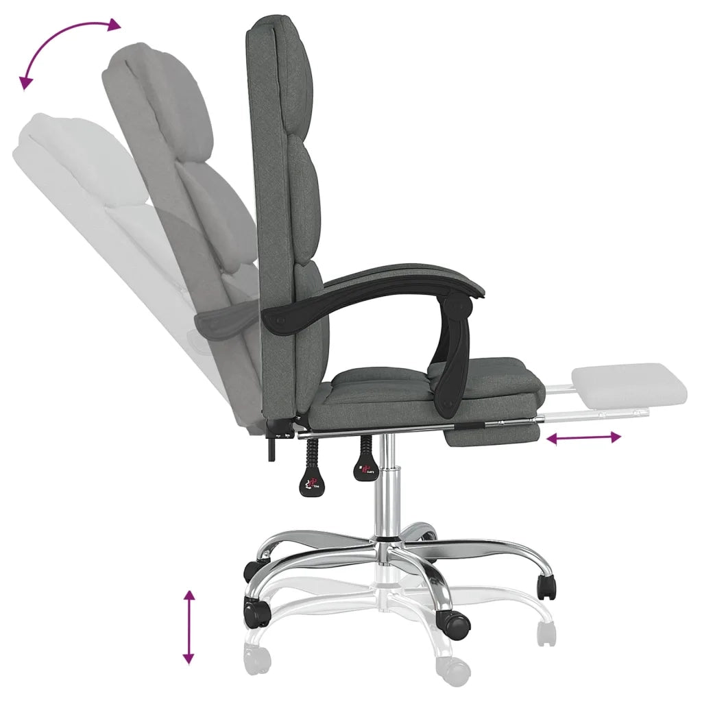 Poltrona da Ufficio Reclinabile Grigio Scuro in Tessuto cod mxl 18227
