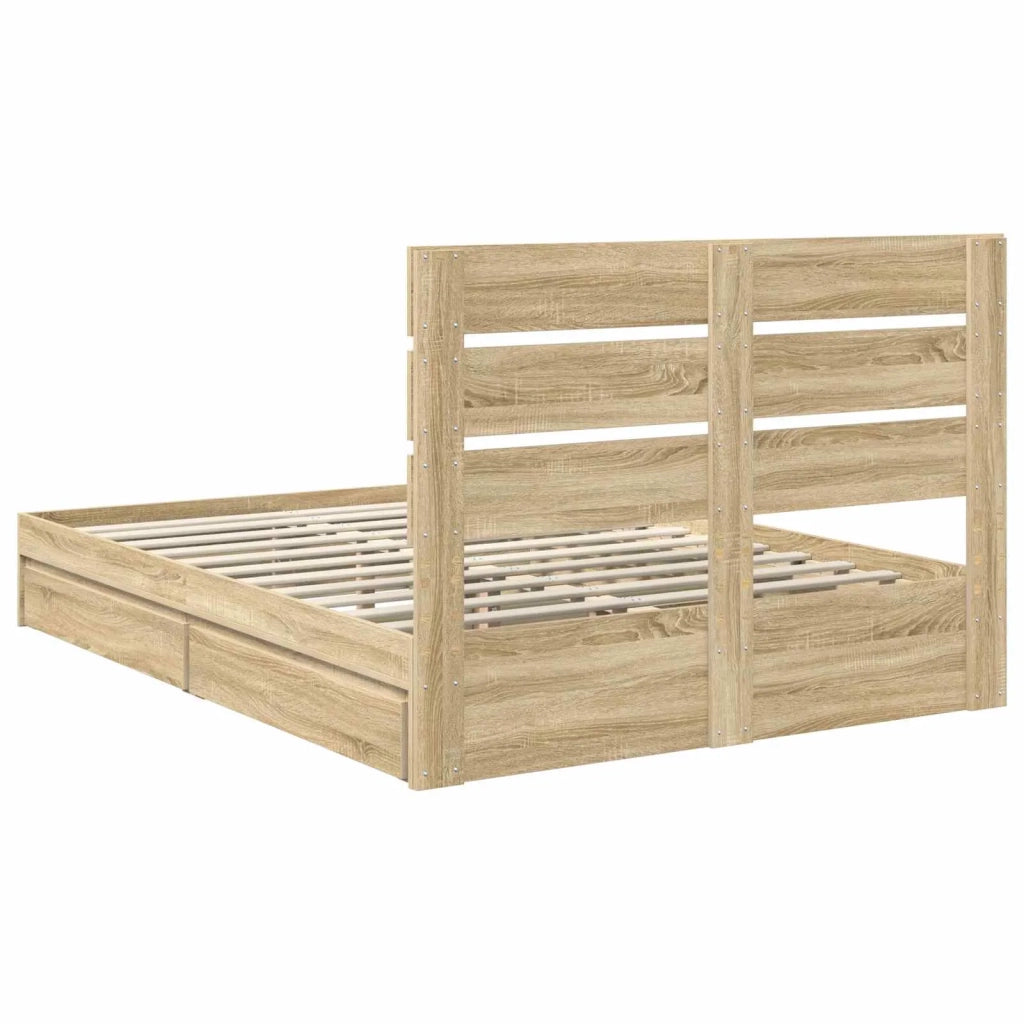Letto con Contenitore con testiera Rovere Sonoma 150 x 200 cm