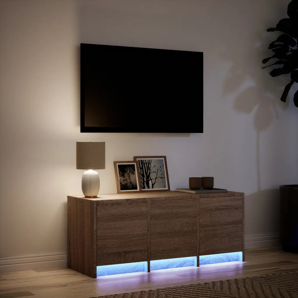 Mobile Porta TV con LED Rovere Marrone 97x34x40 cm Truciolato