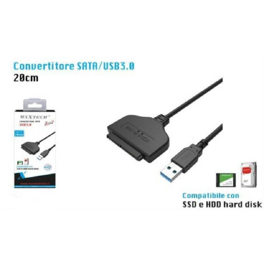 Trade Shop - Convertitore Cavo Adattatore Sata Usb 3.0 20cm Ssd Hdd Hard Disk Maxtech Sa-u3.0 -