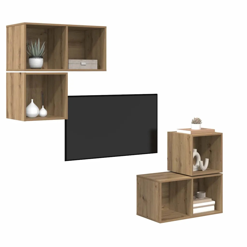 Set mobile TV 4 pcs Rovere artigianale Legno multistrato 3393290