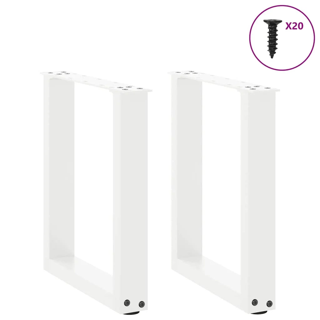 Set di 2 gambe per tavolino a forma di U 38 x 43 cm supporto robusto con piedini regolabili design moderno in acciaio bianco 02_0057393