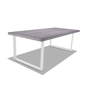 Tavolo da pranzo in legno e metallo con piedi quadrati bianchi - 220x100 cm