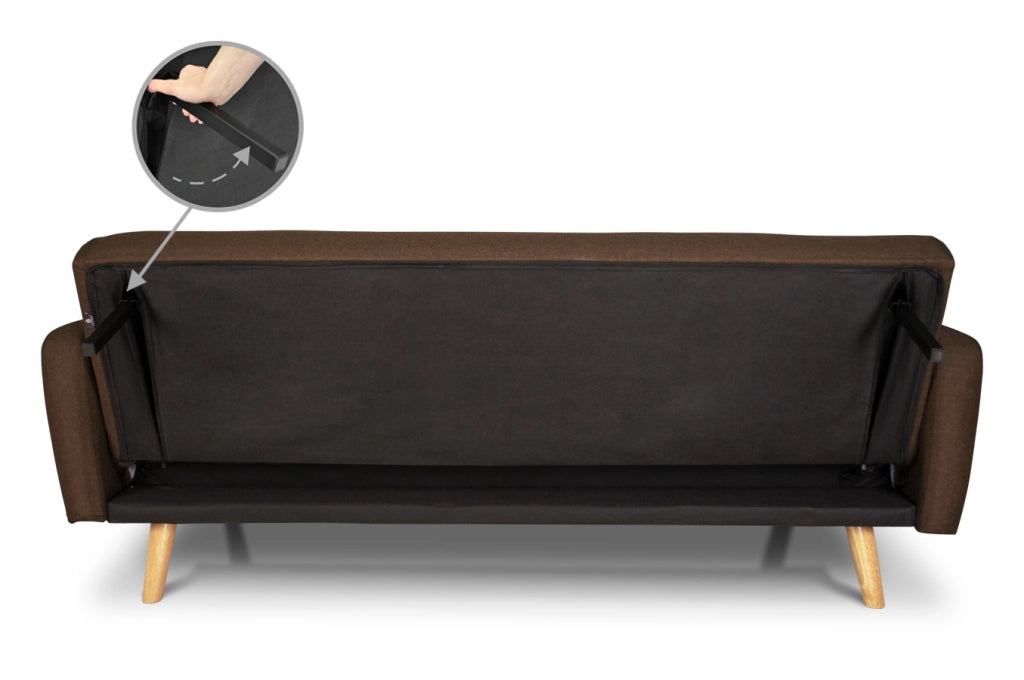 Divano letto clic clac in tessuto marrone, divano 3 posti - Henry - DL-HE09FBC