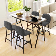 Set tavolo bar con 4 sgabelli imbottiti grigio scuro