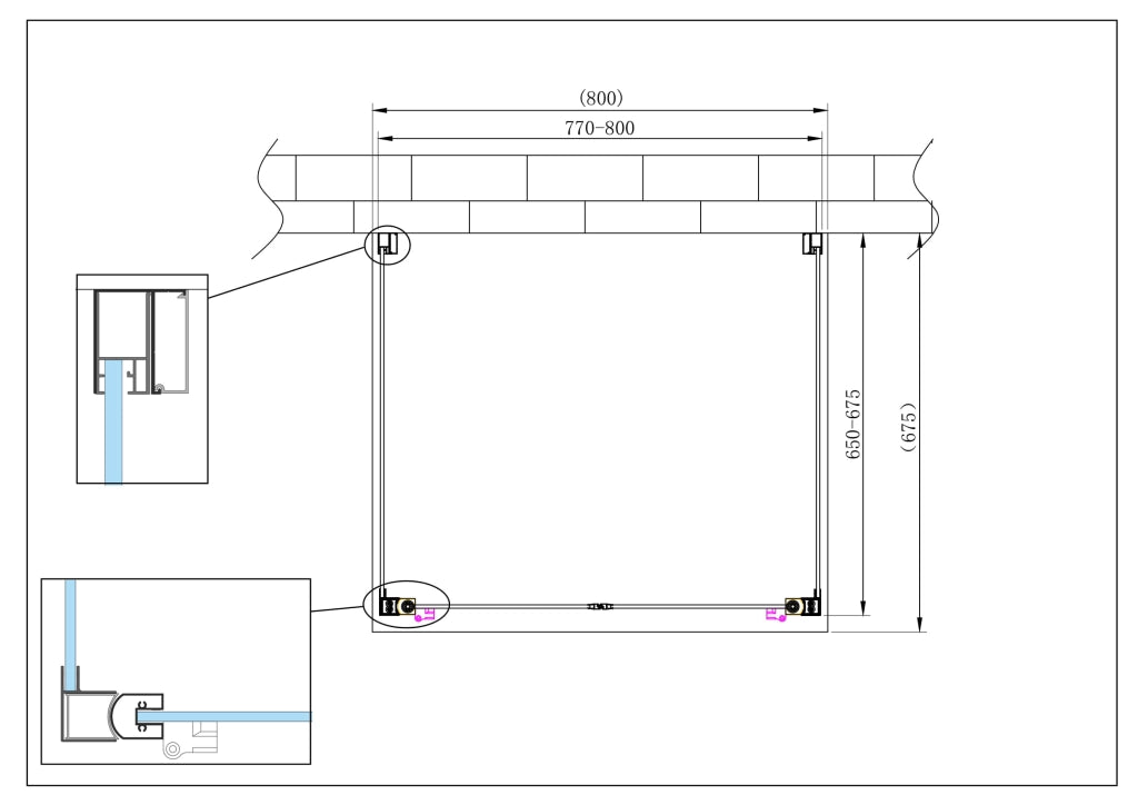 Porta battente Saloon  + 2 lati fissi box doccia 6 mm cromo 2 FISSE  65-67,5 + SALOON 77-80