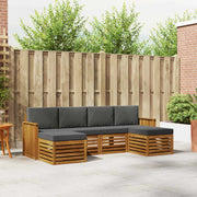 Set divani 6 pcs Naturale e Antracite Legno di Acacia Massello