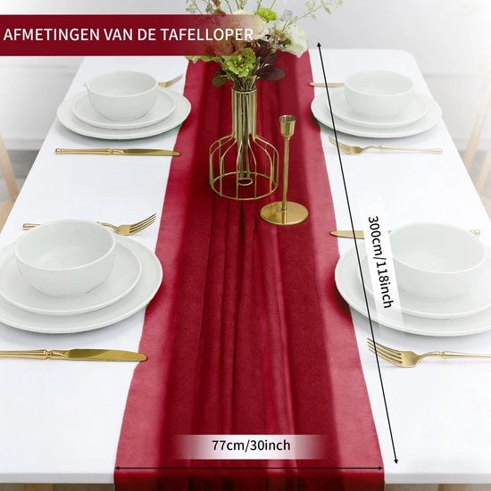Tavolo 300 x 77 cm - Chiffon - 100% Poliestere - Soffice - Fluido - Decorazione Elegante - Tovagliato da Tavola