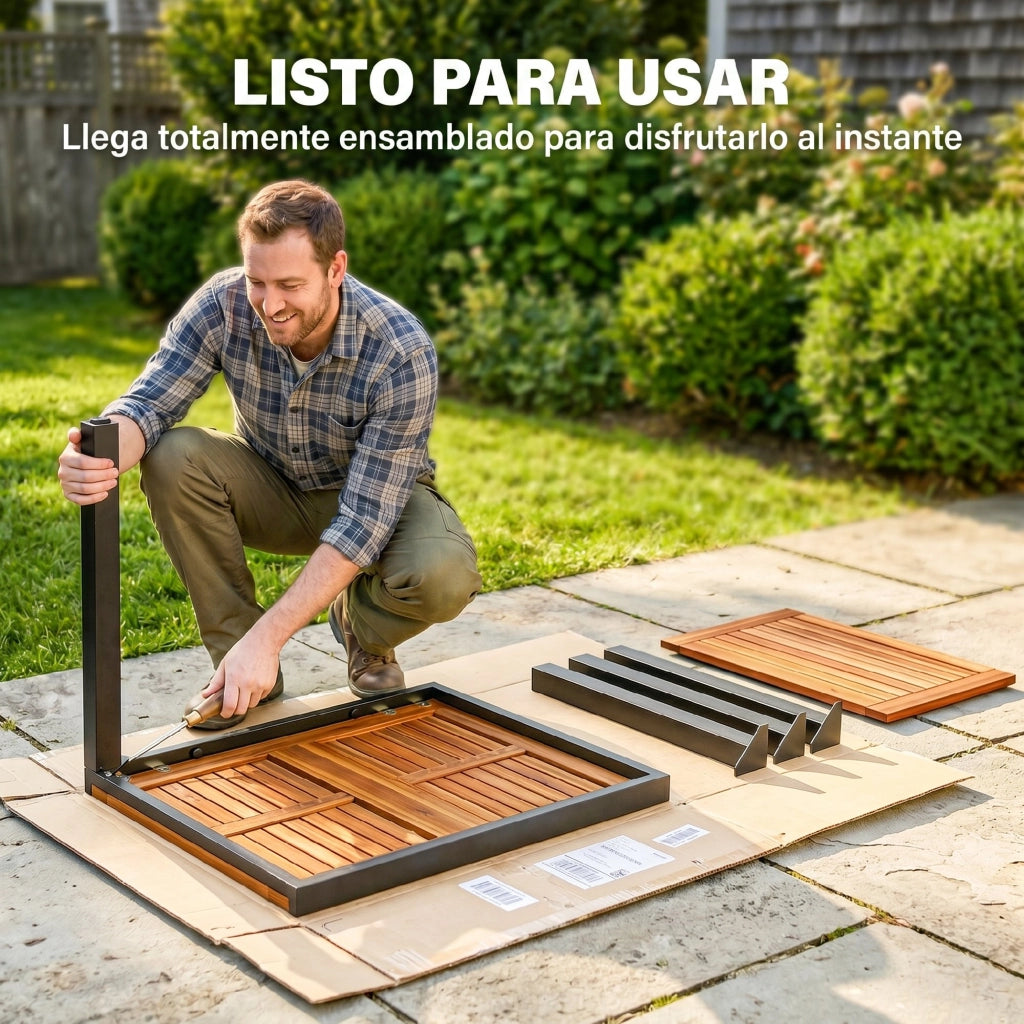 Tavolo da Giardino Estensibile ¨C zephmum ¨C Legno di Acacia e Acciaio 120/80x70 cm