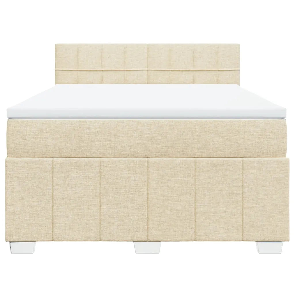 Giroletto a Molle con Materasso Crema 160x200 cm in Tessuto 3289424