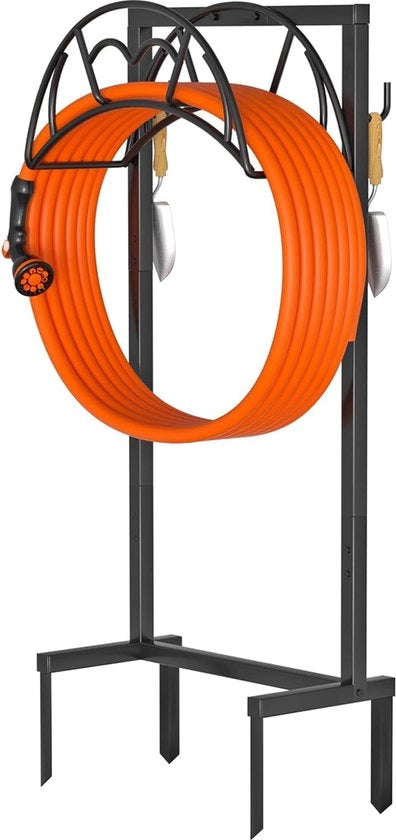 Supporto per tubo da giardino, sostegno per tubo da giardino autonomo e robusto per esterno, normale stazione di supporto per tubo metallico migliorata con 4 punte, nastro di supporto per tubo da giardino rimovibile.