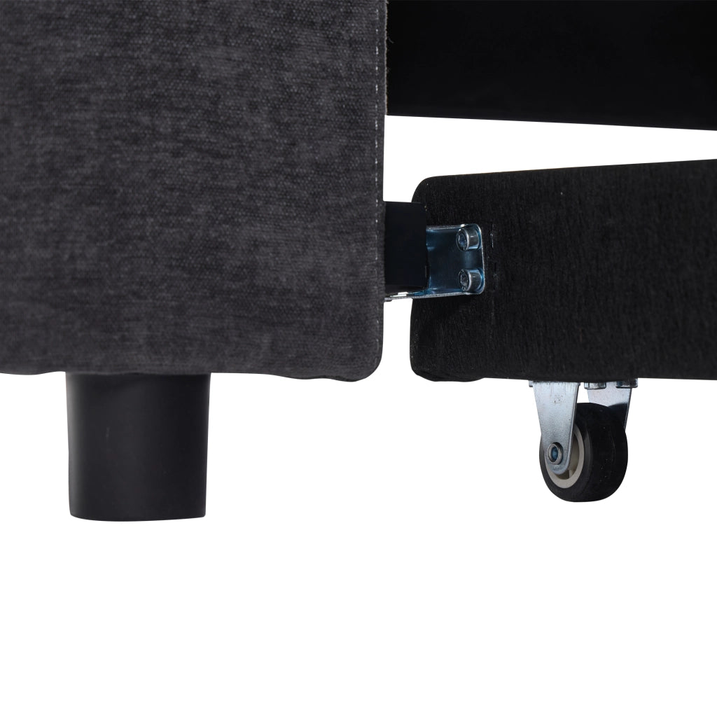 Divano letto pieghevole 3-in-1 grigio con schienale regolabile, USB e vano contenitore