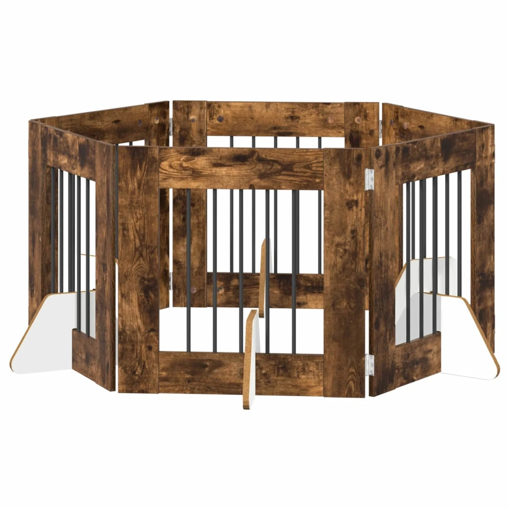 Cancello per cani con supporti 6 pcs Rovere Fumo 60 x 60 cm