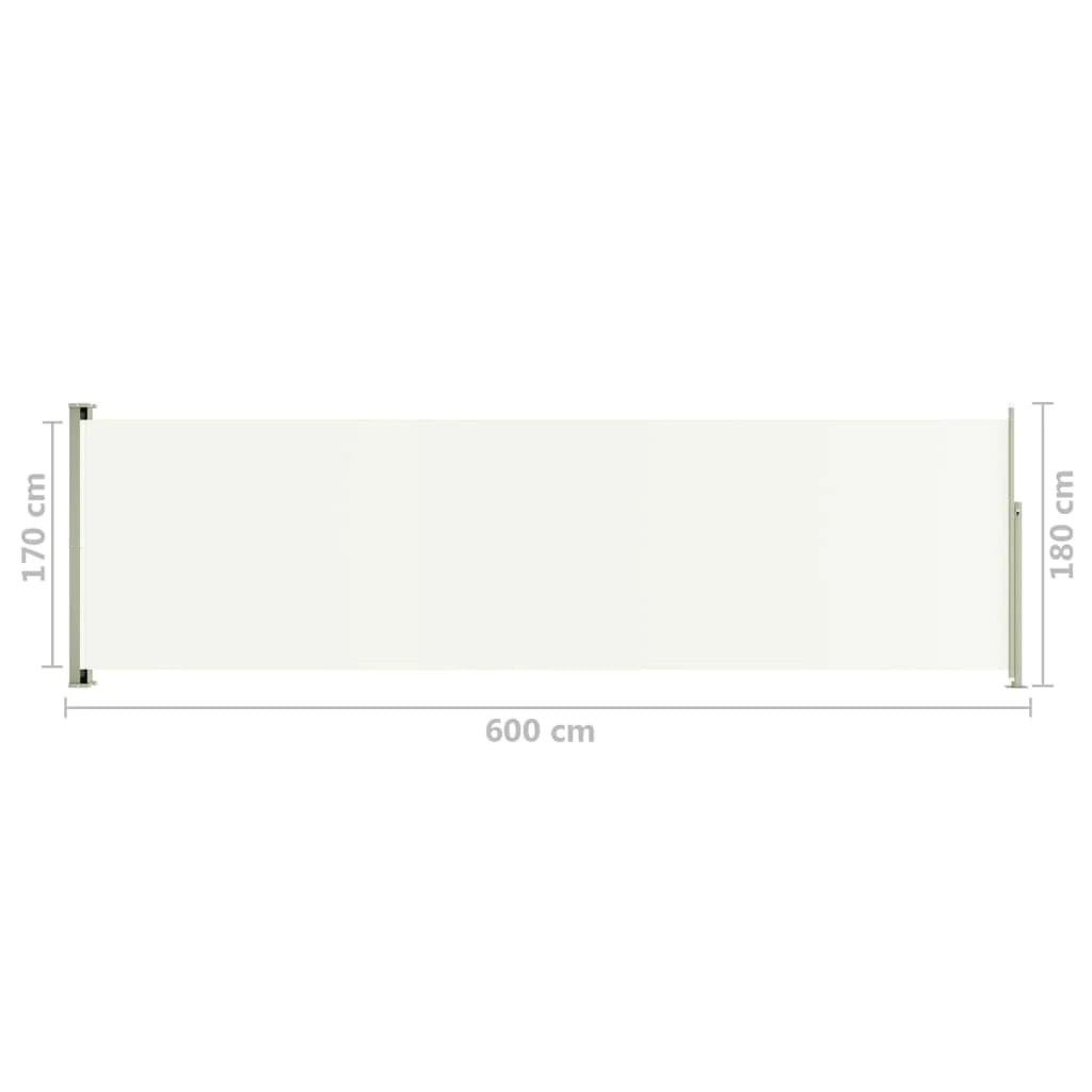 Tenda da sole laterale retrattile/schermo privacy per patio giardino terrazza balcone 180 x 600 cm crema 02_0007343