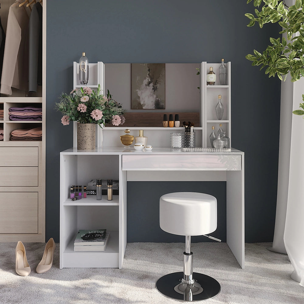 Vicco Tavolo da toeletta Bianco/bianco lucido 119.8 cm 5 parti