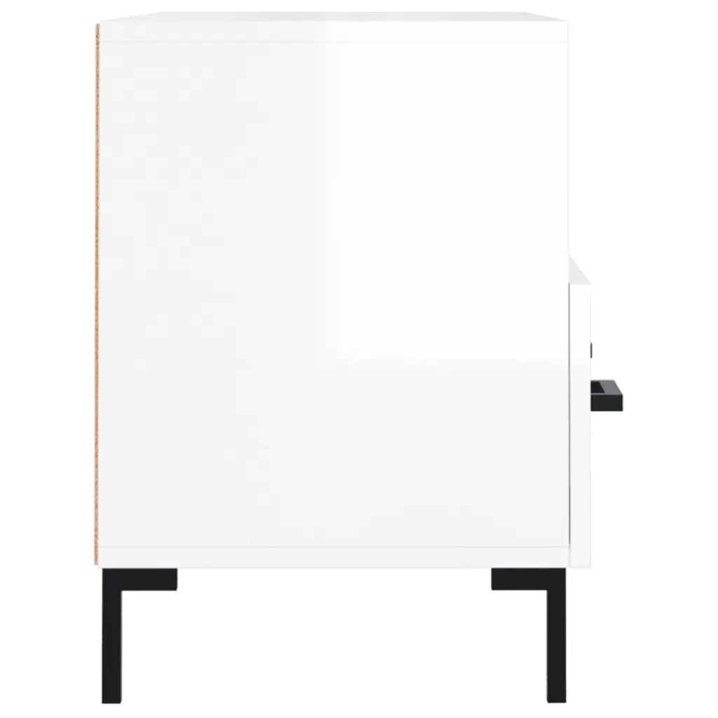 Mobile Porta TV Bianco Lucido 80x36x50 cm in Legno Multistrato 828974