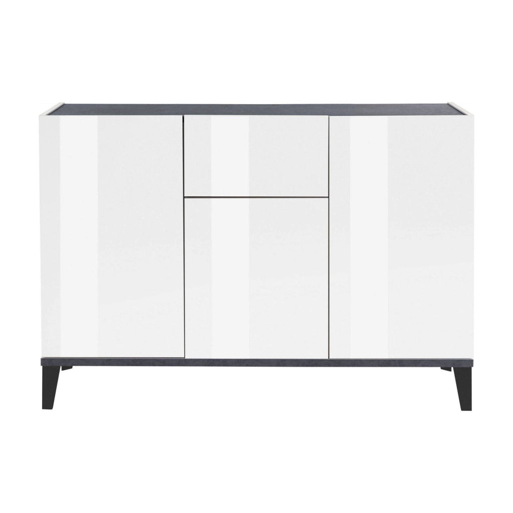 Madia Albatross, Credenza 2 Ripiani Made in Italy, 120x40x82h cm Bianco Lucido