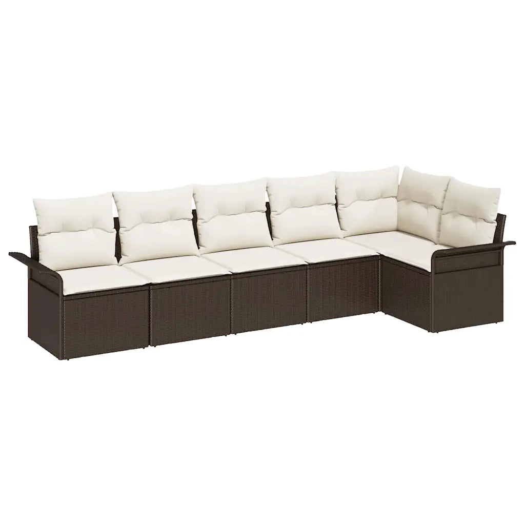 Set Divano da Giardino con cuscino 6 pcs Marrone Poly Rattan 3354047