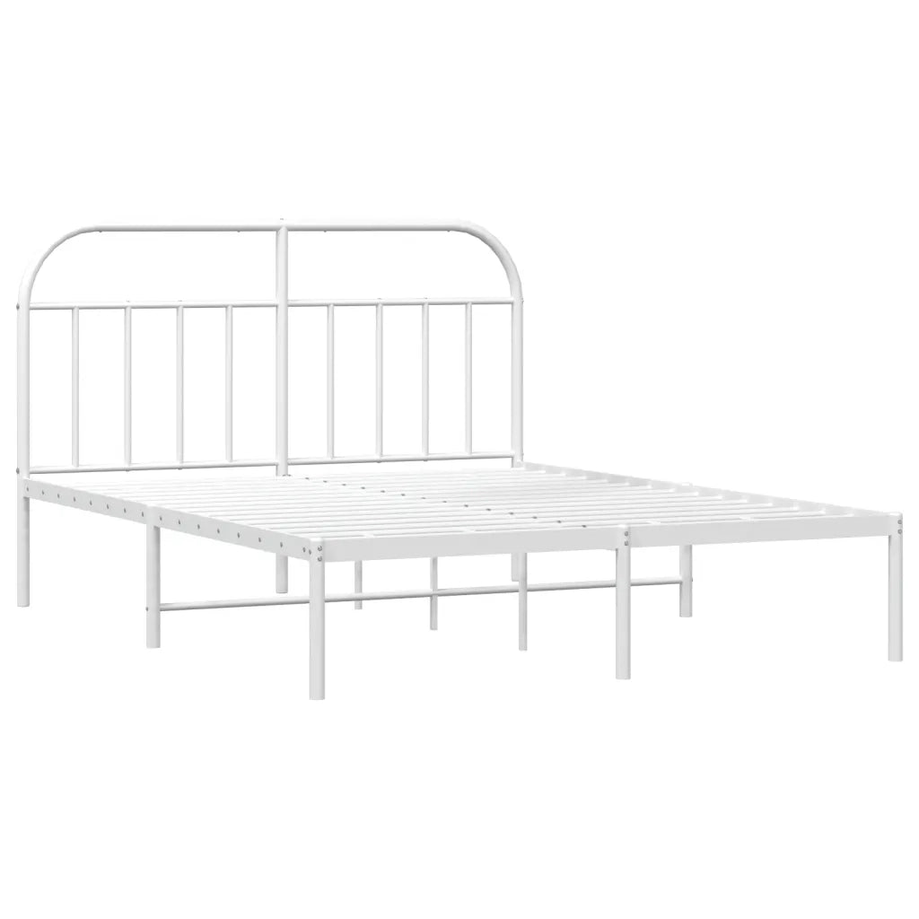 Giroletto con Testiera-Struttura Letto con testiera Metallo Bianco 140x190 cm 999372