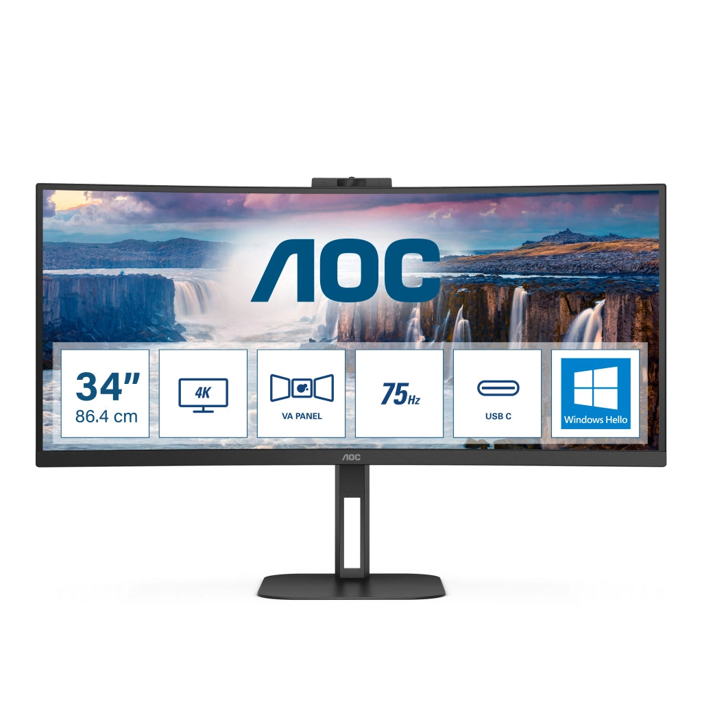 Aoc v5 cu34v5cw monitor pc 86,4 cm (34") 3440 x 1440 pixel wide quad hd led nero - CU34V5CW/BK