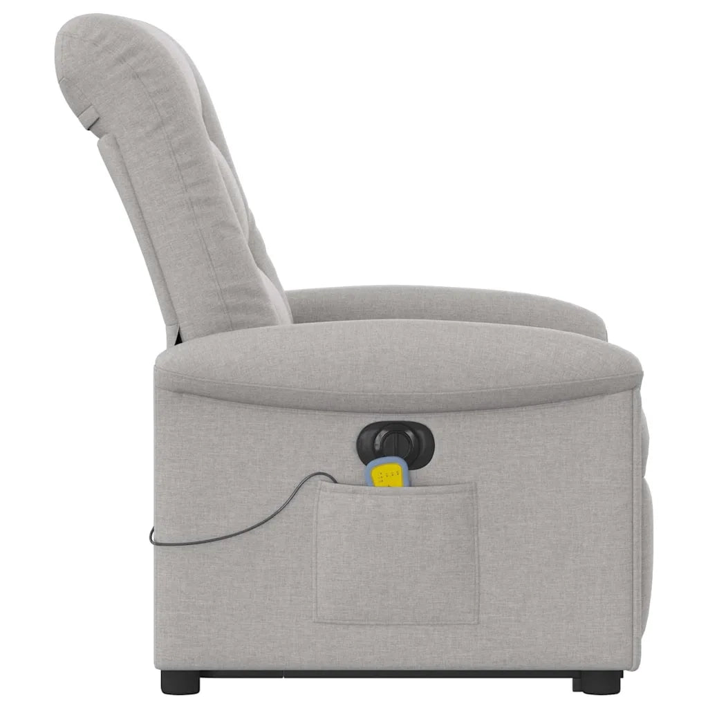 vidaXL Poltrona Alzapersona Massaggi Elettrica Grigio Nuvola Tessuto