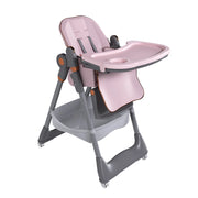 Seggiolone pappa pieghevole regolabile con vassoio e ruote bloccabili per bambini polipropilene e acciaio rosa 53×31×52 cm