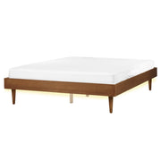 Letto in frassino marrone 160 x 200 cm con rete a doghe senza testata LED stile rustico minimalista