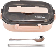 Lunchbox in acciaio inossidabile 304 - Portatile - 1,3 litri con 4 compartimenti, ciotola per zuppe, stuzzicadenti e cucchiaio