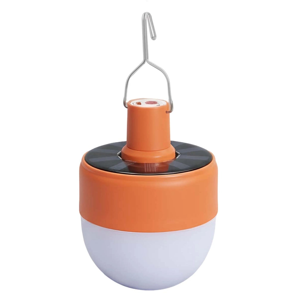 Lampadina Solare Ricaricabile 10W con Gancio e 5 Modalità LED 1200 mAh Arancione Avizar