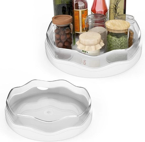 Due Lazy Susan tavoli rotanti organizzatore cucina, raccoglitore 360° di spezie, raccoglitore spezie rotante, disco rotante, organizzatore frigorifero, disco rotante tavolo rotante per cucina, bagno, balcone, vestiaro