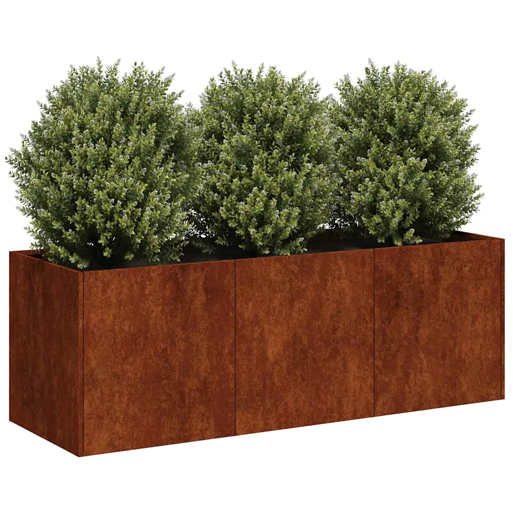 Fioriera-Vaso-Contenitore per Piante Arrugginita 120x40x40 cm in Acciaio Corten