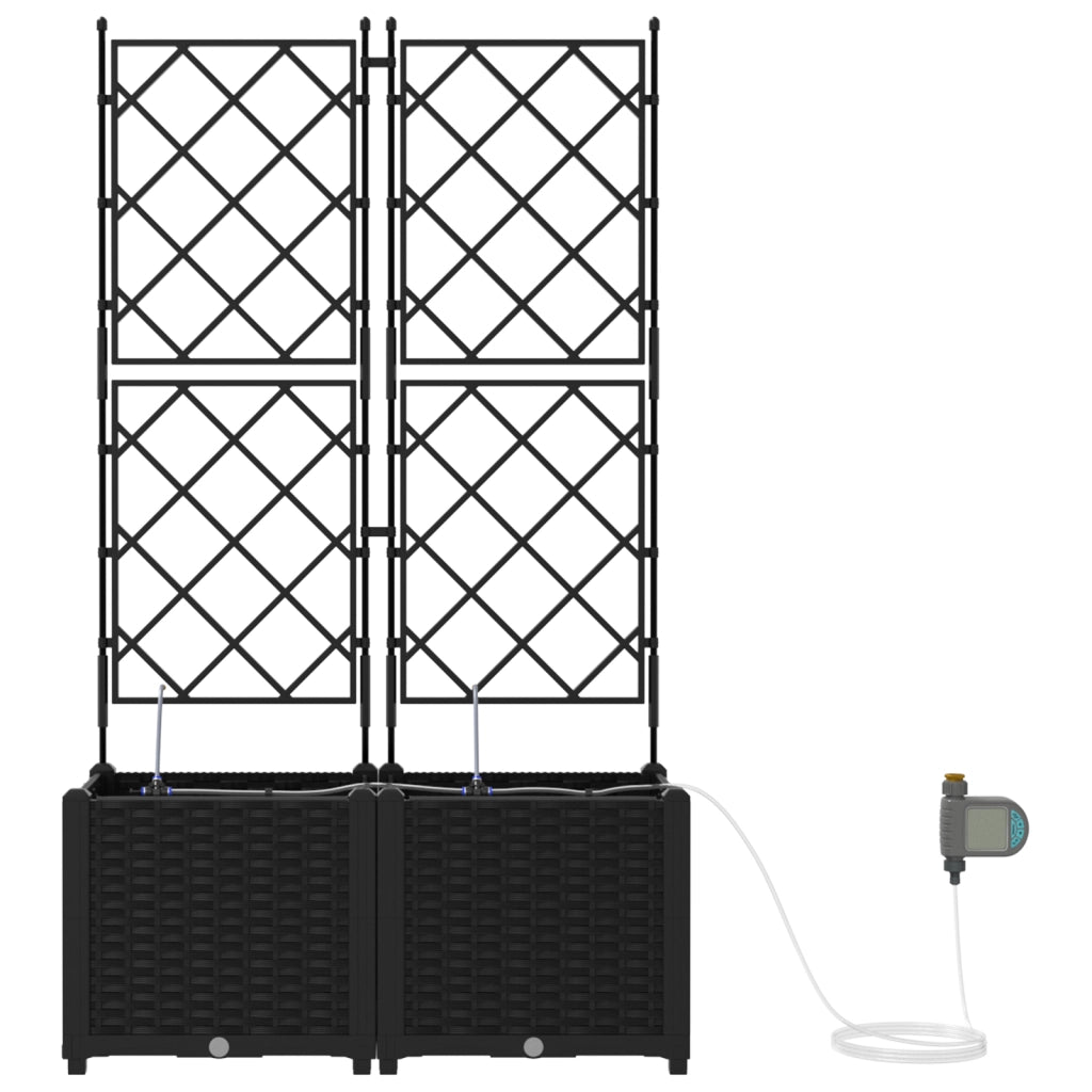 Fioriere da Giardino con Sistema di Irrigazione 2 pz Nero