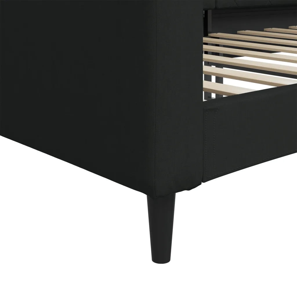 Letto da Giorno Nero 90x190 cm in Tessuto 354173