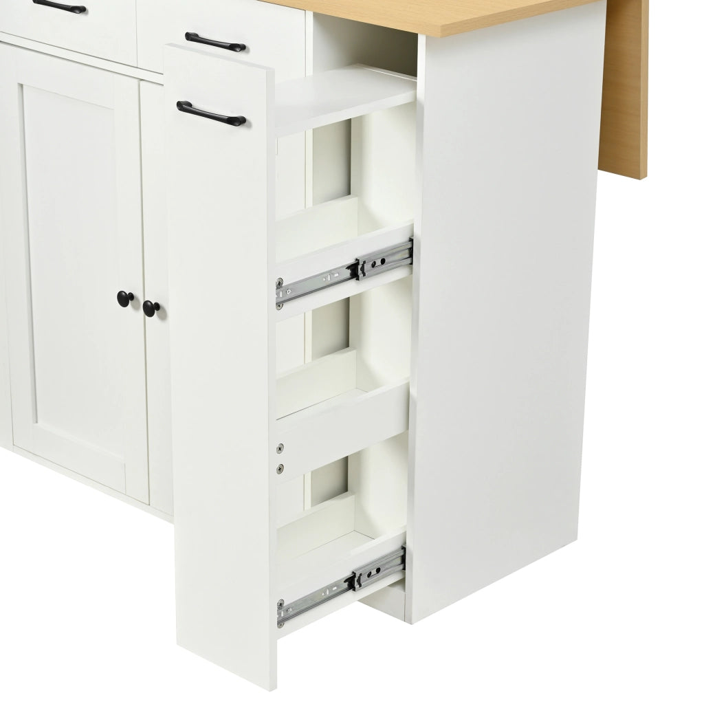 Mobile contenitore con ripiani regolabili; prese e USB per cucina e sala da pranzo in pannello truciolare 120×45-75×96 cm bianco
