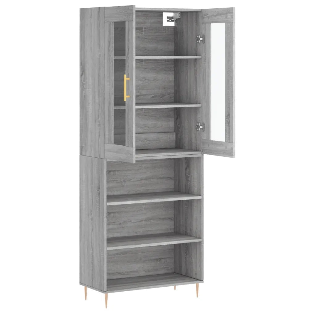 Credenza Grigio Sonoma 69,5x34x180 cm in Legno Multistrato 3198719