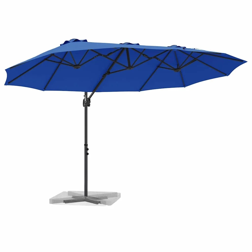Ombrellone da esterno moderno e inclinabile 372 x 198 x 243 cm in poliestere azzurro codice 02_0058752