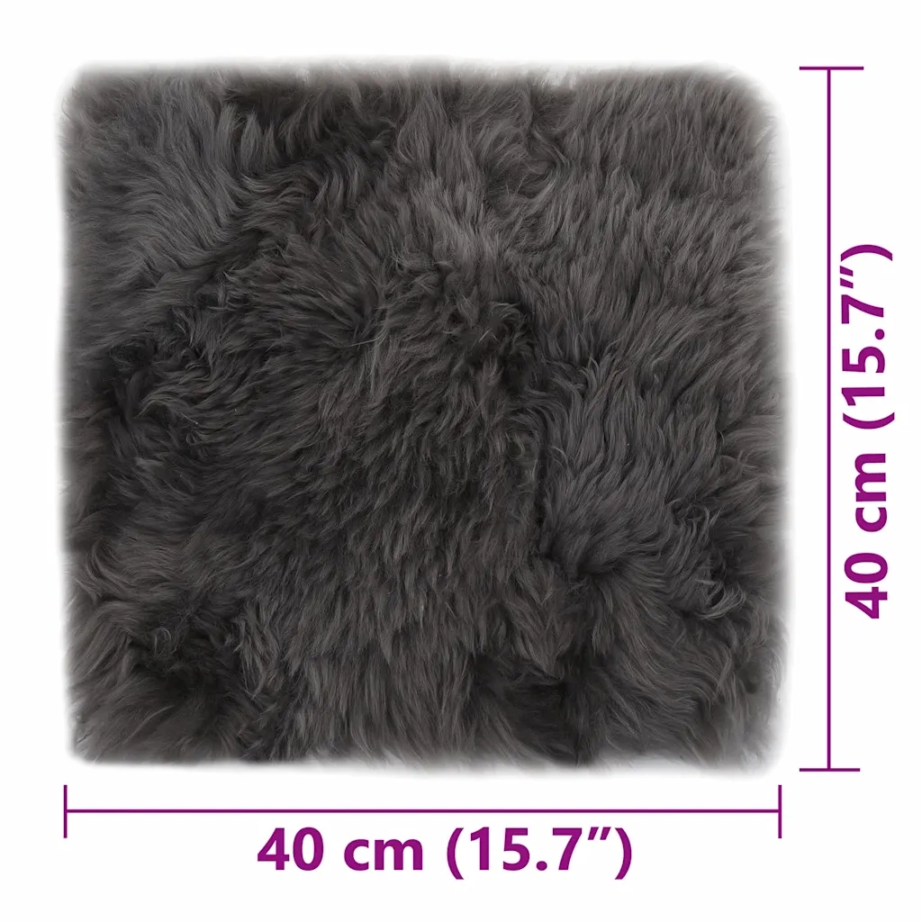 Cuscini Sedie 2 pz | Cuscini per sedie Grigio Chiaro 40x40cm Vera Pelle di Montone