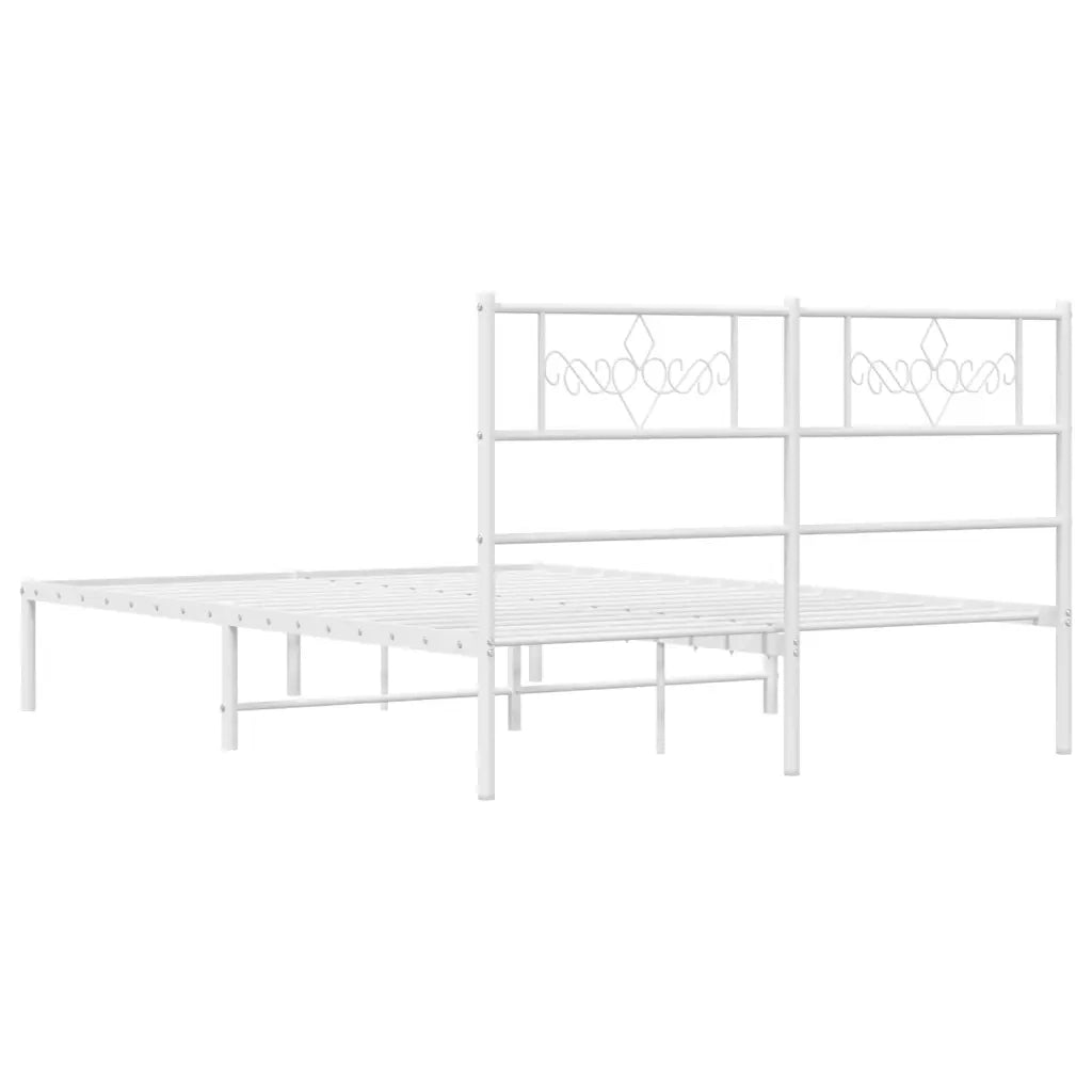Giroletto con Testiera-Struttura Letto con testiera Metallo Bianco 140x190 cm 836227