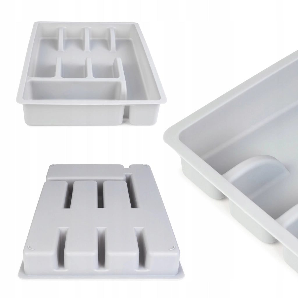 Inserto in plastica per cassetto KADAX, organizer per posate da cucina, grigio chiaro
