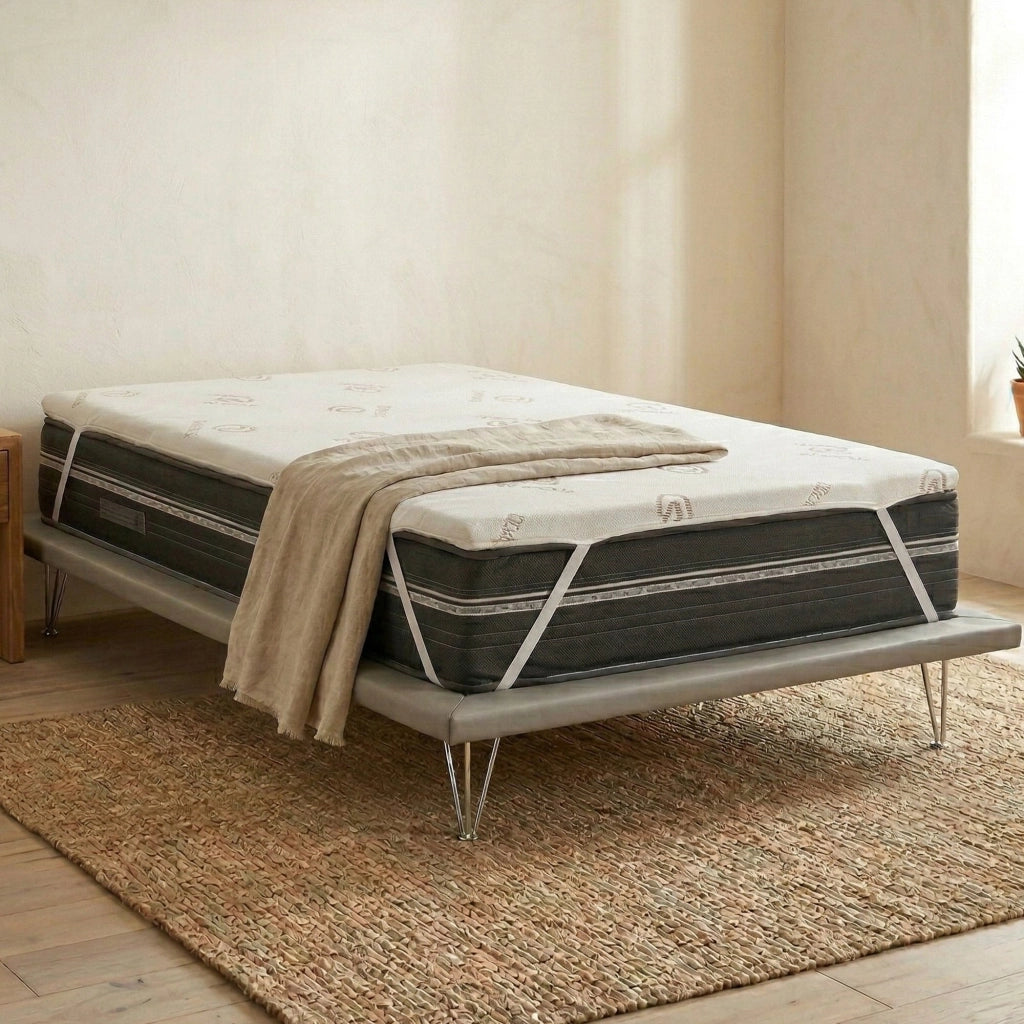 Airo, Topper Piazza e Mezza Sfoderabile Made in Italy, 190x120x5h cm Bianco