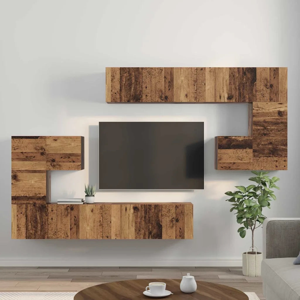 vidaXL Set mobile TV 8 pcs Legno vecchio Media 30.5 x 30 x 30 cm
