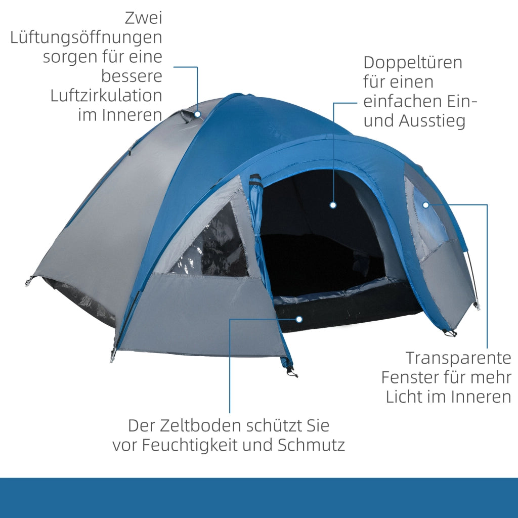 Tenda da campeggio 3 persone ¨C zephmum ¨C 300x250x130 cm blu grigio