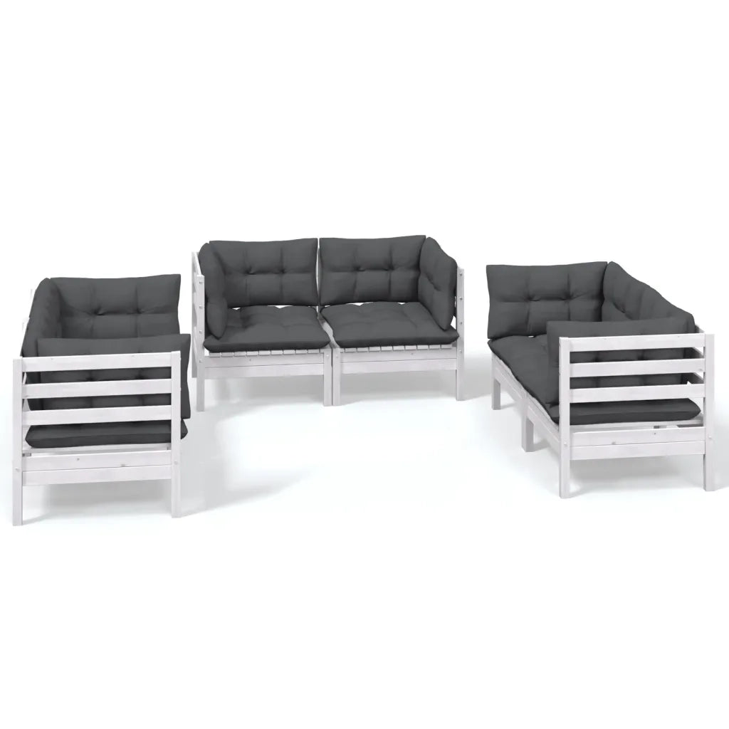 Set Salotto da Giardino 6 pz con Cuscini Legno Massello di Pino 3096245