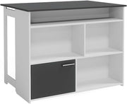 Tavolo bar alto Dominic, Antracite/bianco, 116 x 37 cm 4x scomparti aperti e 1x porta, piano del tavolo pieghevole per un utilizzo flessibile in spazi ridotti