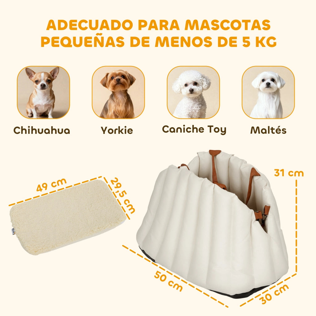 Cuscino Auto per Cani Piccoli ¨C zephmum ¨C Fino a 5 kg con Cinturone di Sicurezza