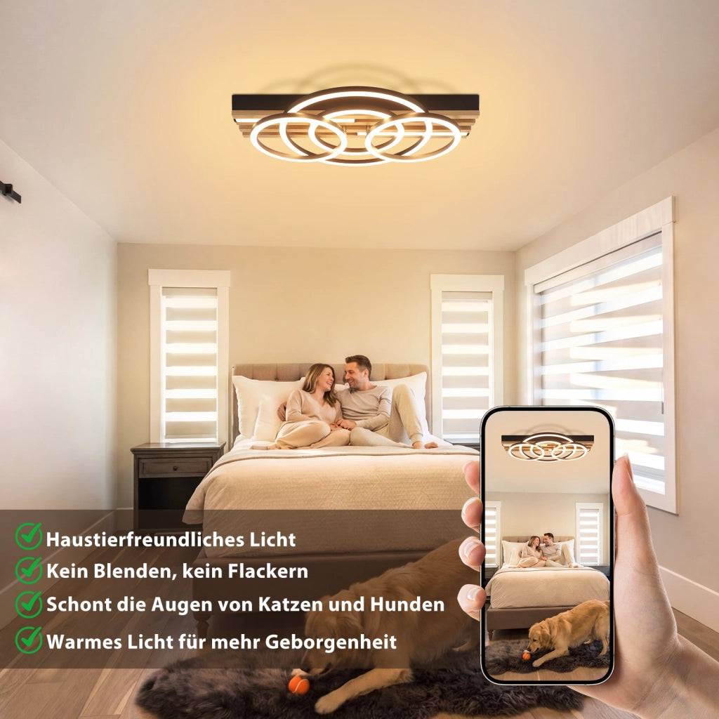 ZMH Plafoniera LED ad anello geometrico moderno 50cm dimmerabile 60W con telecomando per soggiorno e sala da pranzo
