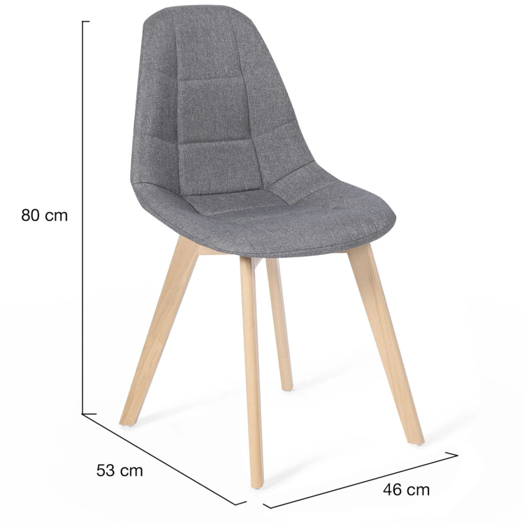 IDMarket - Set di 6 sedie scandinave GABY in tessuto misto beige, grigio chiaro, blu anatra x2, grigio scuro x2