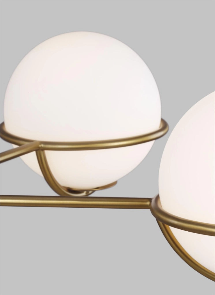 Lampadario Apollo 5 luci ottone ossidato sfere opali Feiss